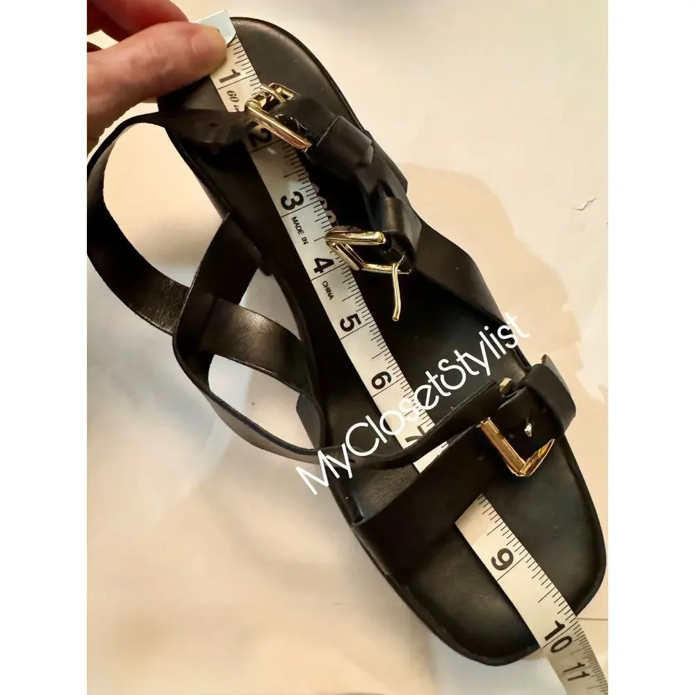 NEW! Free People Black Platform Italian Leather Sandals Made in Italy Shoes 38 8